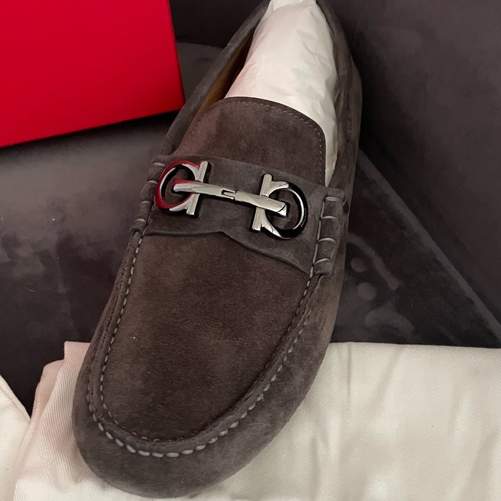 Brand New never worn Salvatore Ferragamo Dark Gray Men's Loafers - Picture 3 of 9